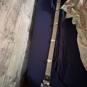 Nocona Rhinestone Western Style Belt - Silver & Black womens